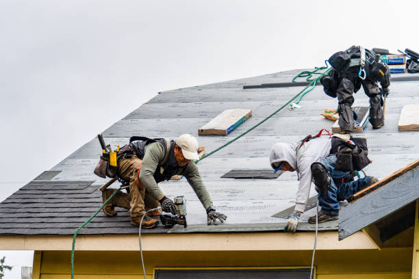 Professional Gutter Installation technician working in Leo, IN